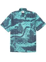 Reyn Spooner DV IN WAIKIKI Aquarelle Blue Men's Hawaiian Shirt Classic Pullover