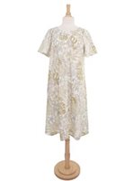 Ky's Vintage Monstera White Cotton Hawaiian Midi Muumuu Dress
