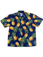 Waimea Casuals Tropical Gold Navy Cotton Men's Hawaiian Shirt