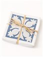 Kenui Quilts Wedgewood Blue Pineapple Hawaiian Quilt Coaster Set Of 4