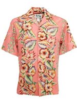 Ky's Vintage Anthurium Coral Cotton Poplin Men's Hawaiian Shirt