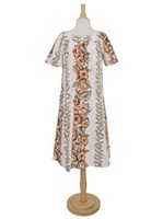 Ky's Vintage Anthurium White Cotton Hawaiian Midi Muumuu Dress