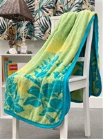 Kalama Collection Lehua Sage 100% Polyester Hawaiian Micro Plush Throw & Blanket 50" x 60"