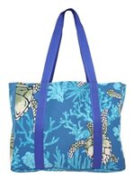 Kalama Collection Honu Blue 100% Polyester Large Poly Laminated Canvas Tote 19"x14"x 4.5"