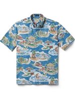 Reyn Spooner Hawaiian Christmas 2021 Blue Spooner Kloth Men's Hawaiian Shirt Classic Fit