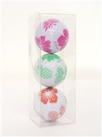 Hibiscus and Pineapple White Neon 3 Golf Balls Pack