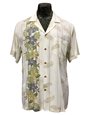 Paradise Found Plumeria Panel Cream Rayon Men&#39;s Hawaiian Shirt