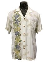 Paradise Found Plumeria Panel Cream Rayon Men's Hawaiian Shirt