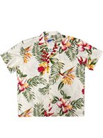 Waimea Casuals Orchid Paradise Beige Cotton Men's Hawaiian Shirt