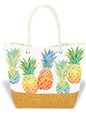 Island Heritage Watercolor Pineapple Tropical Straw Tote Bag