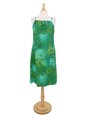 Hilo Hattie Tribal Tiare Green  Rayon Hawaiian Short Front Strap Dress