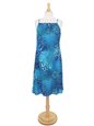 Hilo Hattie Tribal Tiare Navy Blue Rayon Hawaiian Short Front Strap Dress