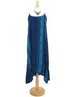Napua Collection Honolulu Tribal Blue Rayon Ankle Long Dress