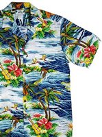 Two Palms Ocean Navy Rayon Men's Hawaiian Shirt