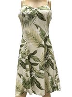 Paradise Found White Ginger Beige Rayon Hawaiian Slip Short Dress