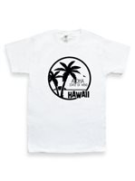【Aloha Outlet限定】 Honi Pua ユニセックスハワイアンTシャツ [パームツリー＆アイランド　黒]