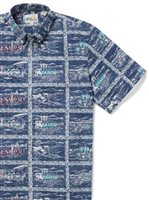 Reyn Spooner Lifeguards Classic Navy Spooner Kloth Men's Hawaiian Shirt Classic Fit