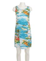 Two Palms Ocean Blue Rayon Hawaiian Tank Short Dress