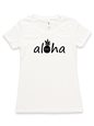 【Aloha Outlet限定】 Honi Pua レディースハワイアンUネックTシャツ [アロハパイナップル 黒]