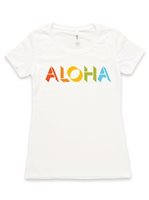 【Aloha Outlet限定】 Honi Pua レディースハワイアンUネックTシャツ [モダンアロハ]
