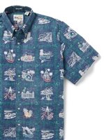 Reyn Spooner Aloha State Dress Blue Spooner Kloth Men's Hawaiian Shirt Classic Fit
