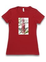 【Aloha Outlet限定】 Honi Pua レディースハワイアンUネックTシャツ [レッドジンジャー]