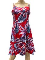 Paradise Found Rainforest Red Rayon Hawaiian Slip Short Dress