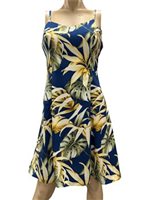 Paradise Found Rainforest Navy Rayon Hawaiian Slip Short Dress