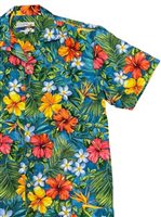Waimea Casuals Tropical Garden Blue 100% Cotton Men's Hawaiian Shirt