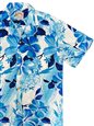 Paradise Found Watercolor Hibiscus Blue Rayon Men&#39;s Hawaiian Shirt