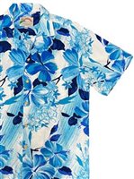 Paradise Found Watercolor Hibiscus Blue Rayon Men's Hawaiian Shirt