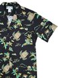 Two Palms HI Turtles Black Rayon Men&#39;s Hawaiian Shirt