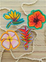 Kawaii Sticker Club Hawaiian Flowers Waterproof Vinyl Stickers (Set of 4)