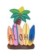Aloha Palm Hawaiian Wood Sign