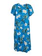 Two Palms Bamboo Blue Rayon Hawaiian Midi Muumuu Dress