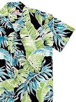 Paradise Found Cabana Palms Black Rayon Men's Hawaiian Shirt