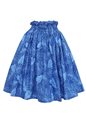Anuenue (Pau) Monstera Leaf Blue Poly Cotton Single Pau Skirt / 3 Bands