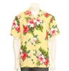 Hilo Hattie Hibiscus Plumeria Yellow Cotton  Men&#39;s Hawaiian Shirt