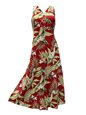 Paradise Found White Ginger Red Rayon Hawaiian Long Dress