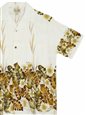 Royal Hawaiian Creations Hibiscus &amp; Monstera Border White Rayon Men&#39;s Hawaiian Shirt