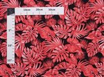 Lehua & Monstera Leaf Red & Black Poly Cotton LMH-22-969