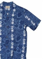 Royal Hawaiian Creations Honu&Palm Blue Cotton Men's Hawaiian Shirt