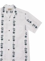 Royal Hawaiian Creations Green Honu  White Cotton Men's Hawaiian Shirt