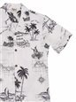 Royal Hawaiian Creations Hawaii Map White Poly Cotton Men&#39;s Hawaiian Shirt