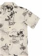 Royal Hawaiian Creations Hawaii Map Beige Poly Cotton Men&#39;s Hawaiian Shirt