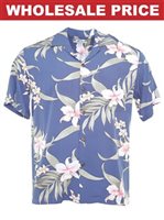 [Wholesale] Two Palms Pali Orchid  Blue Rayon Men's Hawaiian Shirt
