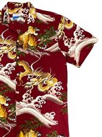 Waimea Casuals DRAGONS and TIGERS Red 100% Cotton Men's Hawaiian Shirt