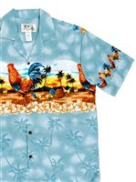 Ky's Hawaii Rooster Blue Cotton Poplin Men's Hawaiian Shirt