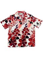 Paradise Found WATERCOLOR HIBISCUS Red Rayon Women's Hawaiian Shirt