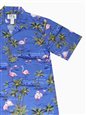 Ky&#39;s Pink Flamingo Island Blue Cotton Poplin Men&#39;s Hawaiian Shirt